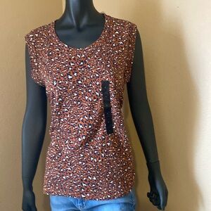 Banana Republic sleeveless top in rust with dark ( almost black) cheetah print